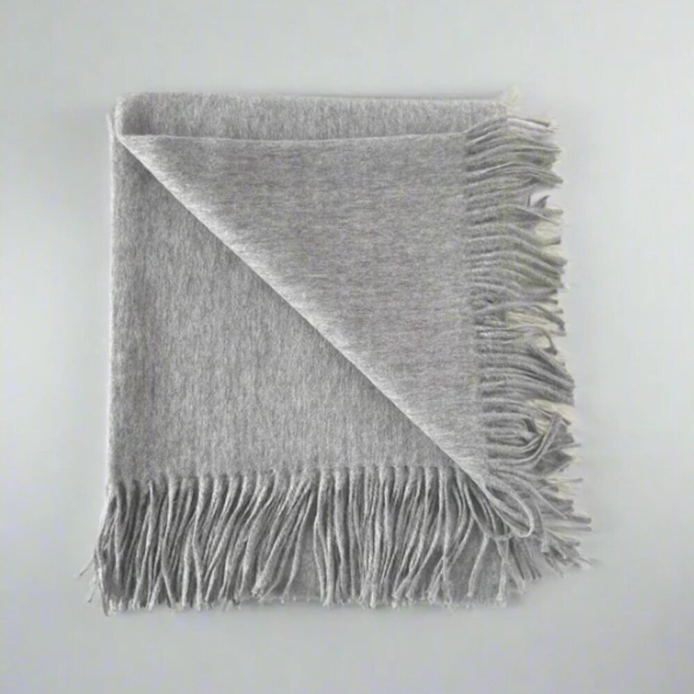 ARTZNL 100% Baby Alpaca Throw Blanket Heather Gray Large 71x51 Soft Lightweight